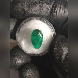Beautiful Natural Emerald Cabochon With Excellent Color 4.25 Carats Glows and Sh